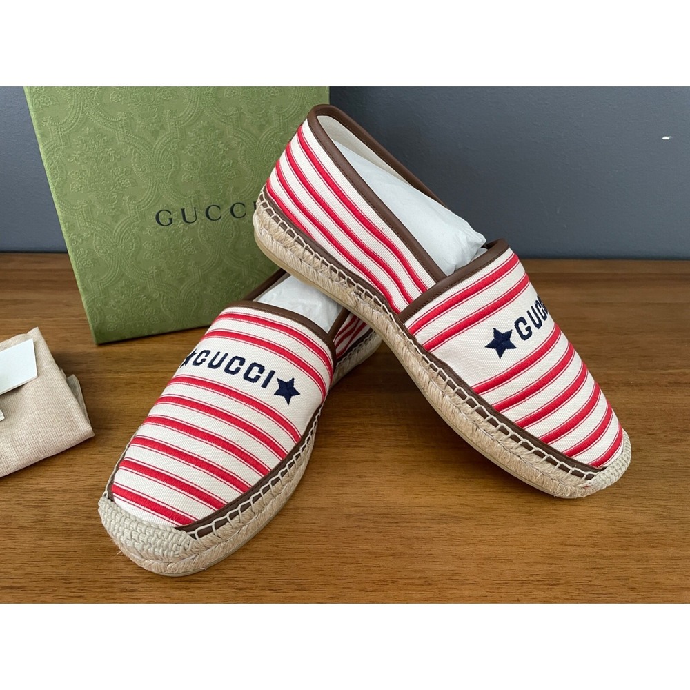 GUCCI 692968 Men's Fabric red-striped Signature Moccasin, G 8 US 8.5 - Picture 8 of 9